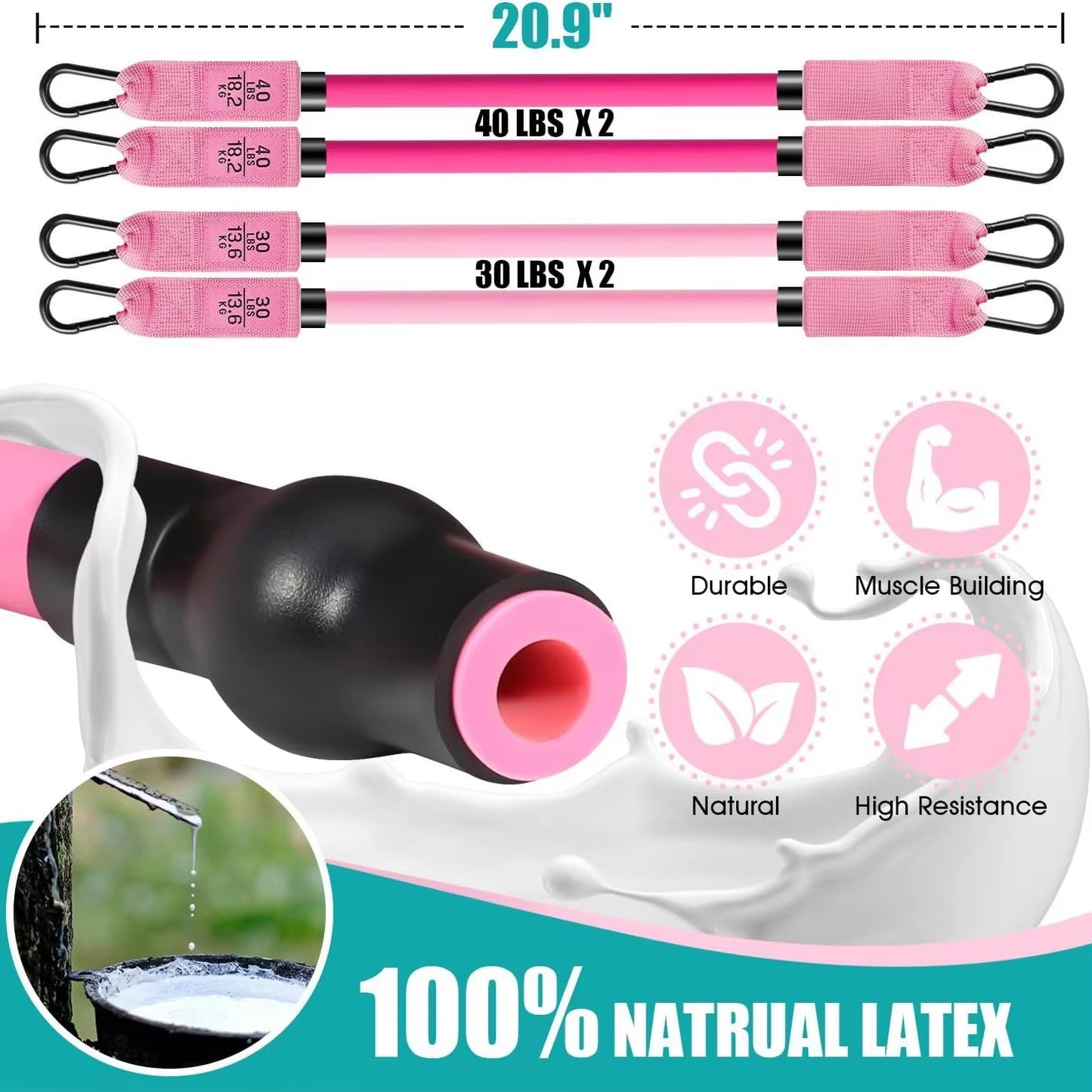 Gym Exercise Fitness Workout Resistance Tube Set Multifunctional Pilates Bar Kit with Resistance Bands